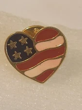 Avon American Flag Heart Made In USA Lapel Pin