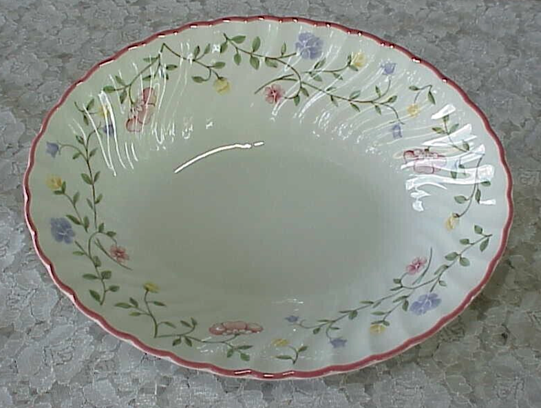 Vintage Johnson Brothers Summer Chintz Serving Bowl Oval Floral Pink Band  9