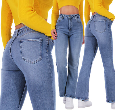 Damen Bootcut Jeans High Waist - Flared Schlaghose Im Y2K Stil Mit Stretch