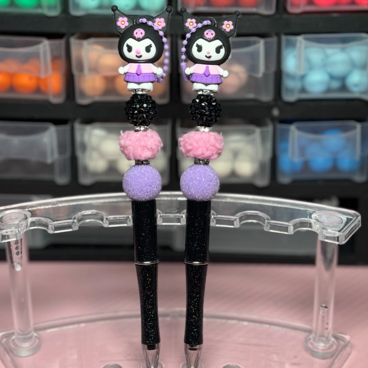 Kuromi Handmade Keychain Pen Cute Sanrio Hello Kitty Kawaii Accessory