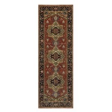2'8" x 8' Auburn Red Heris Revival Hand Spun Wool Hand Knotted Runner Rug R91244