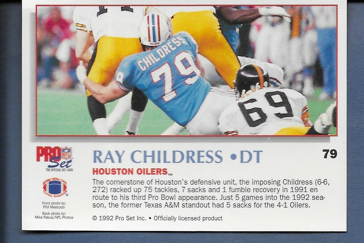 Ray Childress 1992 Pro Set Power 79 Houston Oilers NM eBay