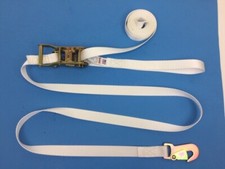 8 Pack of 1" x 14' White Tent Straps w/ Loops & Flat Snap Hook Ratchet Handles