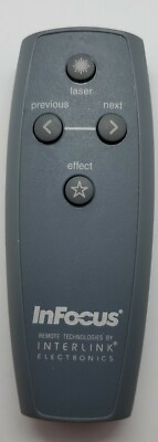 InFocus Presenter Projector Remote Interlink Technologies with Laser Pointer