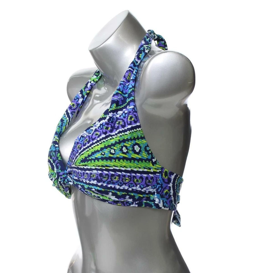 Ralph Lauren Mujer 8 Top de Natación Halter Azul Geométrico Bikini Azul/Verde Combo Foto 3 de 4