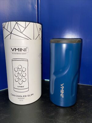 VMINI Can Coolers Slim 12Oz Double Wall Insulation No Sweat Design Navy Blue Cup