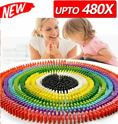480er Dominosteine Bunte Bausteine Bauklötze Holzklötze Kinder Domino Spielzeuge