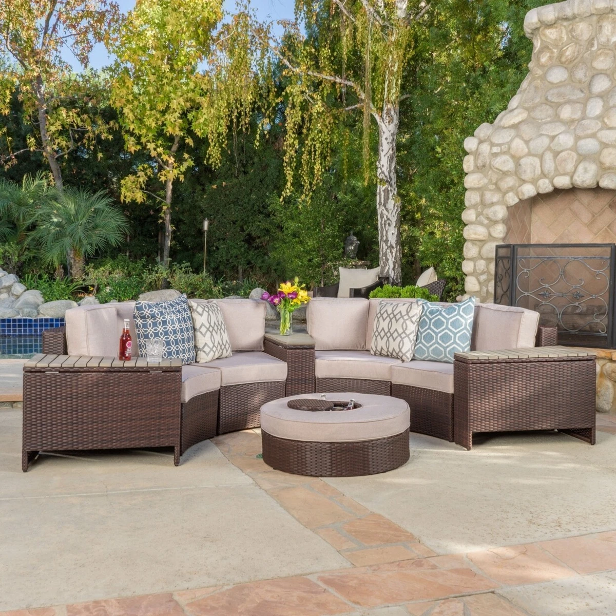 Garden corner sofa with ice bucket sale