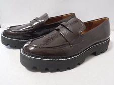 PFR NWOB Franco Sarto Balin Lug Sole Patent Brown Penny Loafer Slip On Size 8