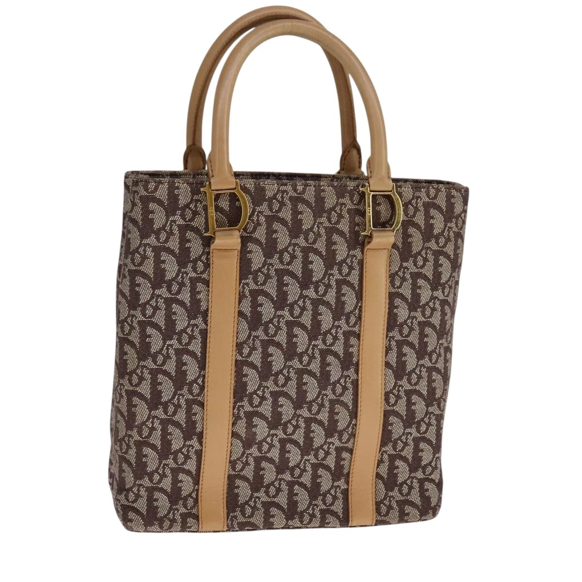 Sac à main Christian Dior trotteur toile marron or authentique bs21990