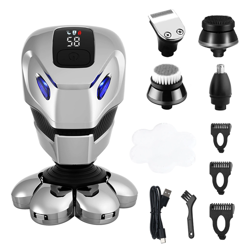 7D 5 in 1 Electric Hair Remover Shavers Bald Head Razor for Men Cordless Wet Dry