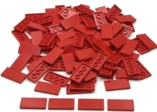 Lego 100 New Red Red Tiles Flat Smooth 2 x 4 Parts