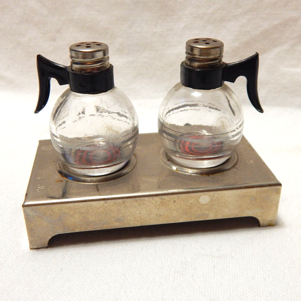 Glass Coffee Pot Hot Plate Salt And Pepper Shaker Set eBay