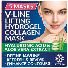 Stylia V-Line Lifting Collagen Face Mask Hyaluronic Acid & Aloe 5ct