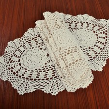Handmade Crochet Cotton Lace Table Runner Hollow Tablecloth Doily Vintage