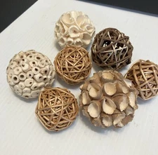 7 Pc Decorative Twine Wickerball Rattan Filler Balls Table Decoration Naturals