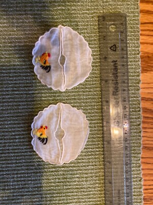 2  embroidered rooster cocktail wine glass coaster