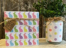 Easter Bunny Rustic Primitive Farmhouse Country Handcrafted Wood Sign HomeDecor