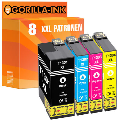 8 Patronen XXL für Epson WorkForce WF-3010DW WF-3520DWF WF-3530 DTWF T1301-1304