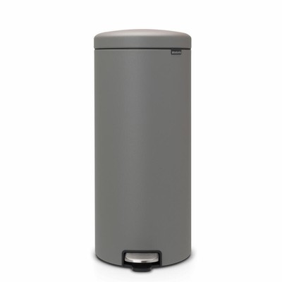 Brabantia Treteimer NewIcon, Mülleimer, Stahl, Mineral Concrete Grey, 30 L