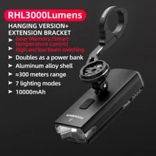 ROCKBROS 3000LM Bike Headlight Front Frame Flashlight LED Waterproof Type-C Lamp