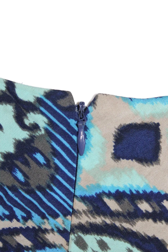 Vestido Donna Morgan para mujer con cremallera trasera estampado abstracto hasta la rodilla azul 4 Foto 4 de 4