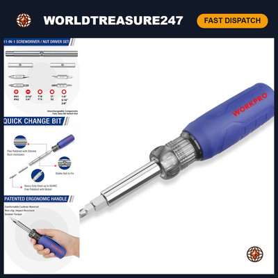 11-in-1 Multi-Bit Screwdriver Set with Comfort Grip, Portable Tool, 8 Bits & 3 N