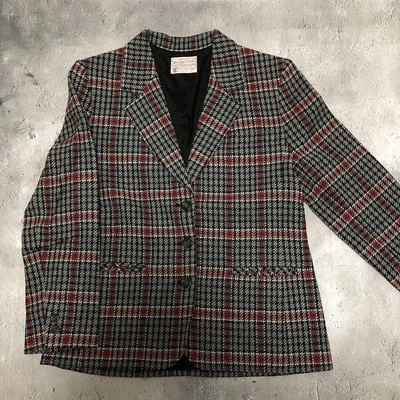 Veste Sur-Mesure PENDLETON À Carreaux Laine Vierge Pure Taille L Gris & Noir - Photo 1/4