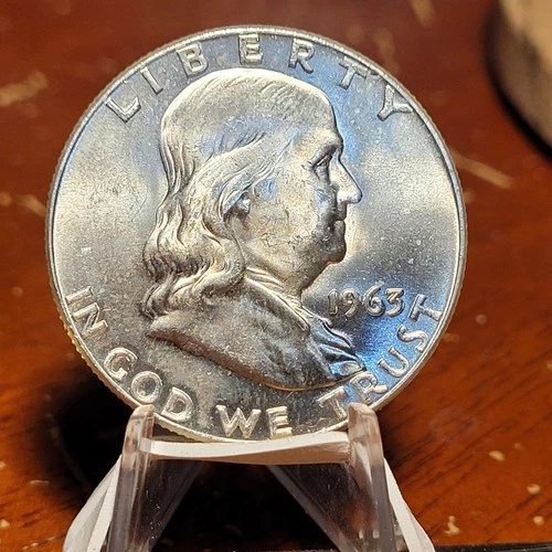 Choice Unc 1963-D 90% Silver Franklin Half Dollar BU