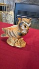 Lefton Owl Planter H4470 Ceramic Full Body Great Horned Owl Glass Eyes Vintage — photo 1