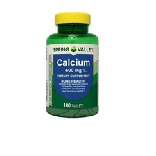 Spring Valley Calcium Bone Health Dietary Supplement Tablets 600 mg 100 Count