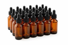 1oz Amber Glass Bottle with Black Dropper   20 Pack