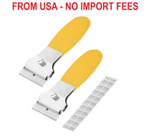 Bates- Razor Blade Scraper Set, 2 Pack, Yellow, Locking Razor Scraper Set with 1