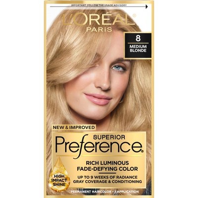 Superior Preference Fade-Defying + Shine Permanent Hair Color, 8 Medium Blond...