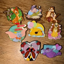 Lot 8 Disney Enamel Pins Bambi Dumbo Up Doug Chip Dale Lady Tramp Alice Dopey