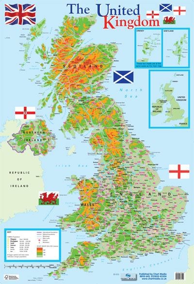 Laminated Map of the UK Mini Poster