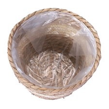 Cesta de maceta de paja tejida hecha a mano amarilla de 1 pieza para uso doméstico en interiores