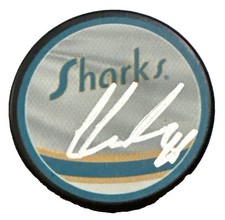 CAM LUND signed (SAN JOSE SHARKS) Reverse Retro Hockey puck JSA COA CM05124