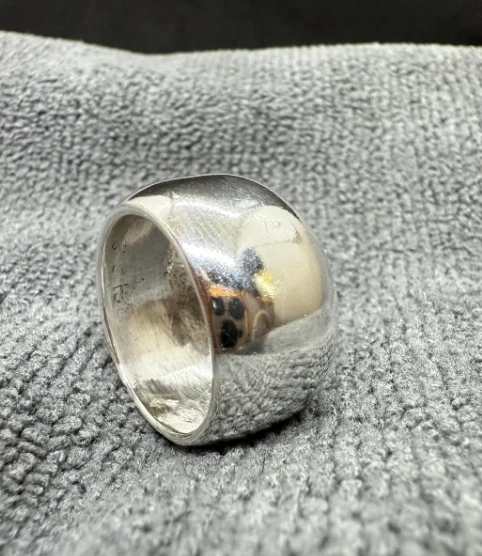 Solid 925 Sterling Silver Dome Ring, Handmade Wide Band, Chunky Stateme All Size - Image 2 of 4