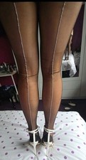 Cervin Seduction  Couture Lurex Black /Silver Seam Stockings 15 Denier S/M Worn