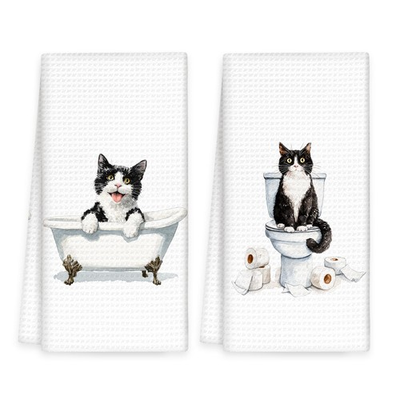 #ad Funny Tuxedo Cat Hand Towels Set of 2 Gifts for Tuxedo Cat Owners Lovers Wom $27.10