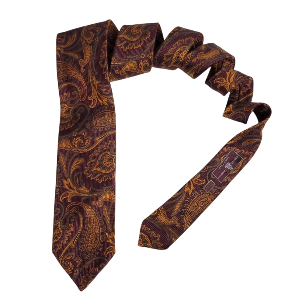 Corbata Robert Talbott siete pliegues #24/40 granate Lux tejida seda Italia L: 61" W: 3,5" Foto 3 de 4