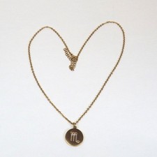 Scorpio Zodiac Birthsign Pendant Gold Tone Horoscope Necklace Simple Minimalist