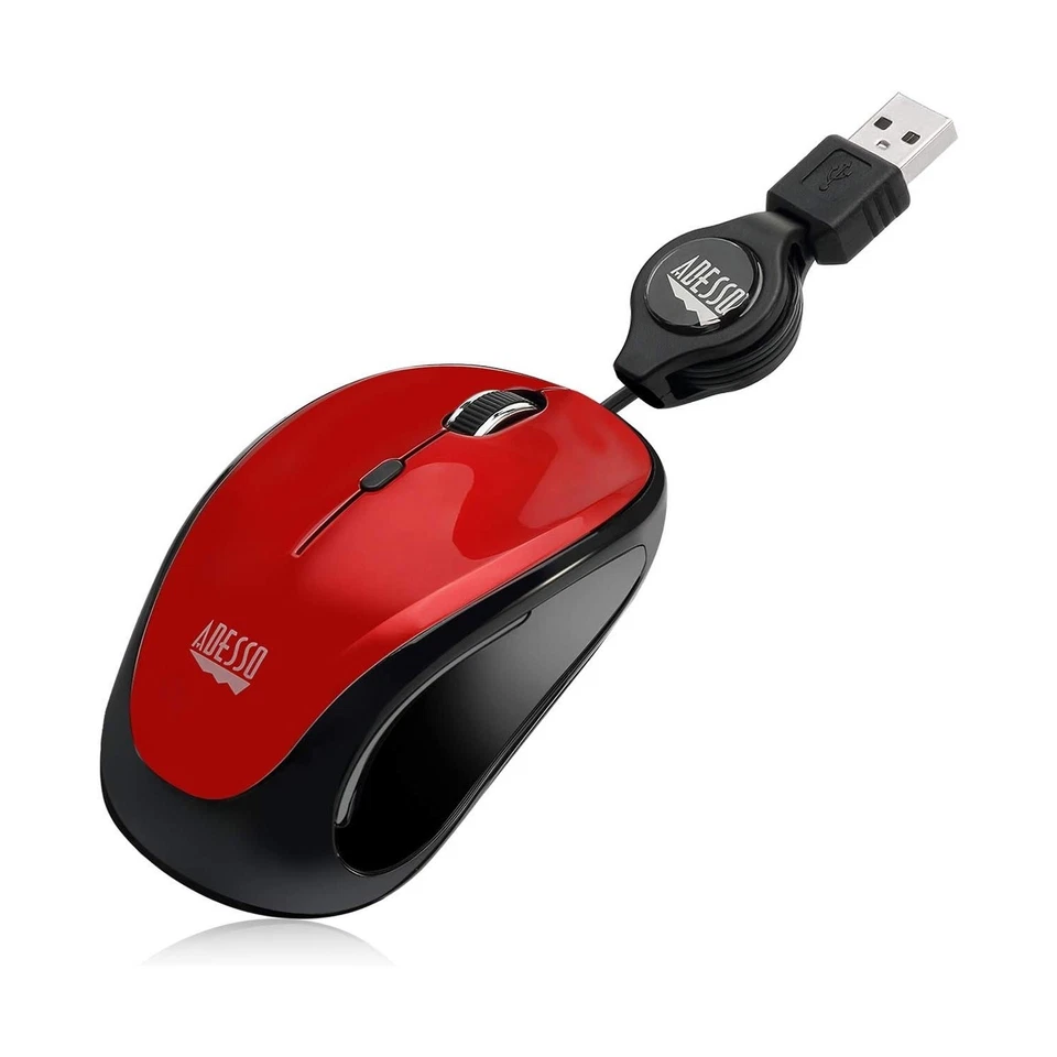 Adesso iMouse S8B Retractable Mini Mouse USB Red LED Backlight 1200 DPI - Image 2 of 4