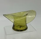 Vintage Blenko #CM-1 Crackle Glass Mini Top Hat - Olive Green
