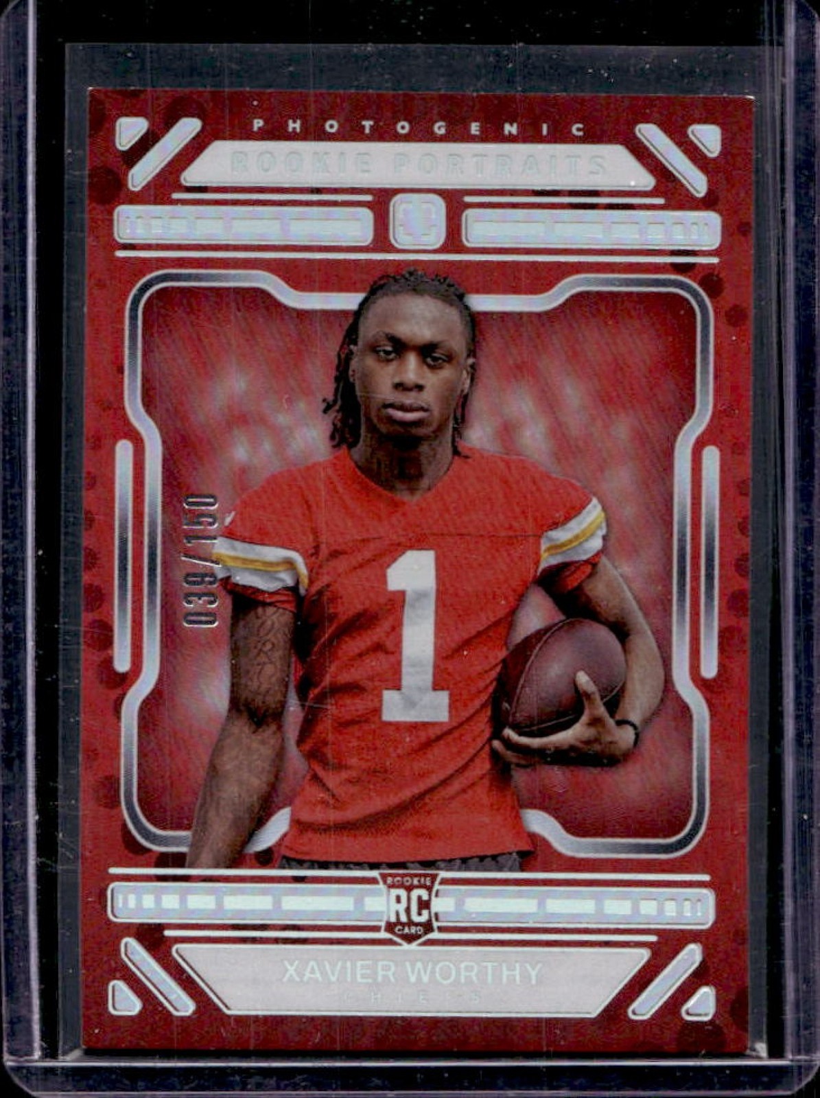 2024 Panini Photogenic Xavier Worthy RC Silver Rookie Portrait #39/150 Chiefs