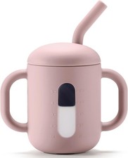 Silicone Training Cup W/ Straw Handles Baby Sippy Cup Water Drinking Cup