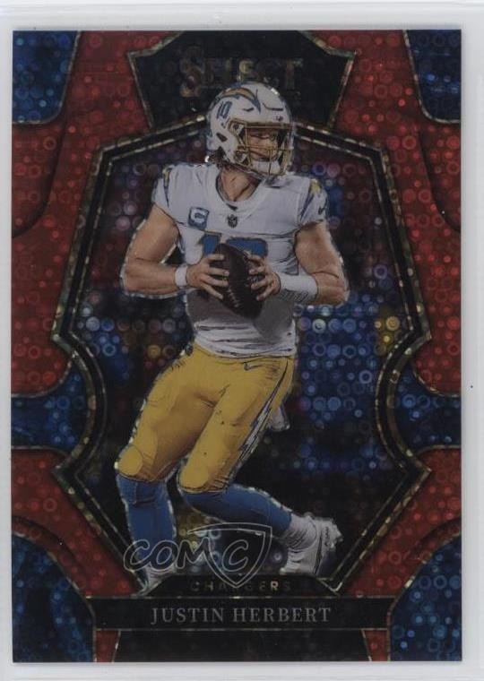 2022 Panini Select Premier Level Red Disco Prizm 44/49 Justin Herbert #155 04cw