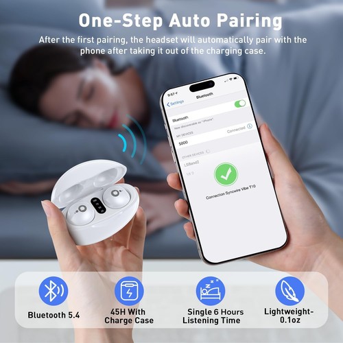 Sleep Headphones, Wireless Earbuds for Side Sleepers, Mini White - Picture 5 of 6