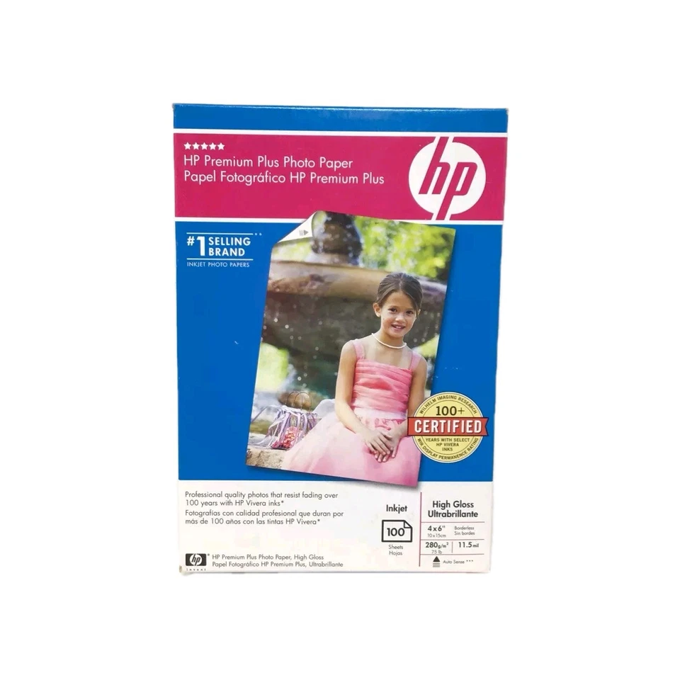 Photo Paper Inkjet HP Premium Plus 4x6 High Gloss 100 Sheets New in Box 2 Boxes - Image 3 of 4